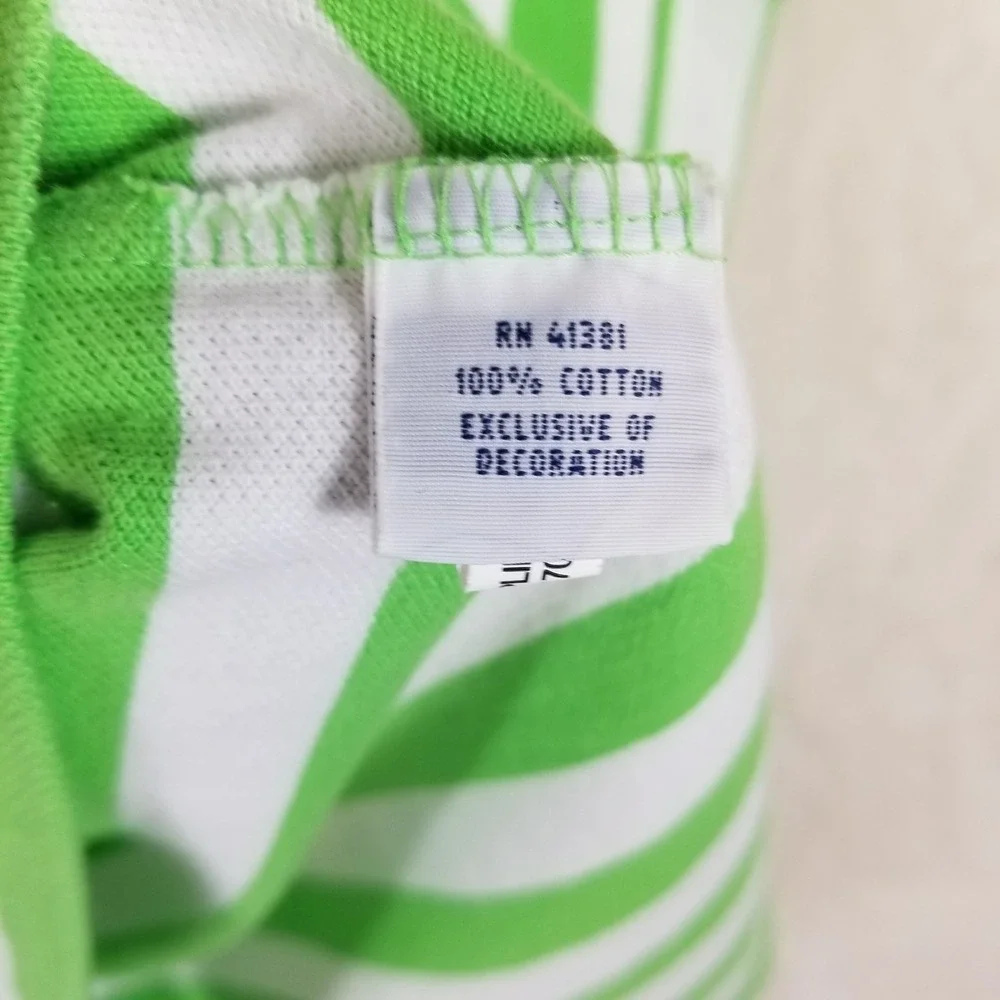 Polo Ralph Lauren Mens XXL Green White Striped Short Sleeve Cotton‎ Polo Shirt